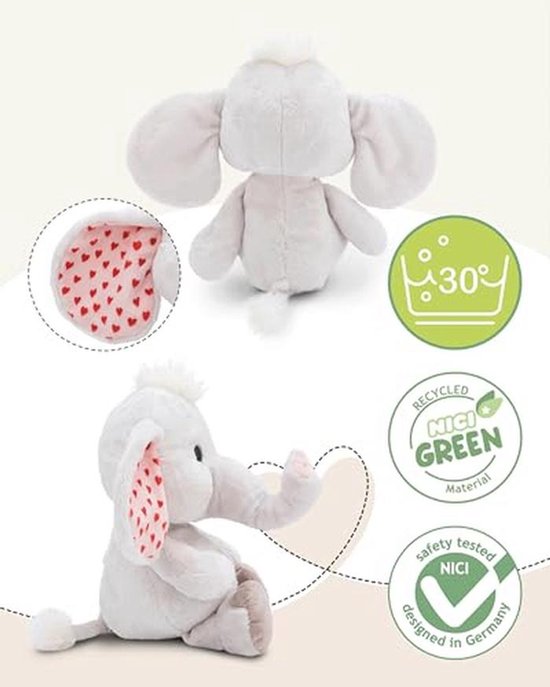Knuffel Olifant Lichtgrijs 48 cm - Pluche Speelgoed voor Kinderen en Volwassenen, Perfect als Cadeau — afbeelding 4