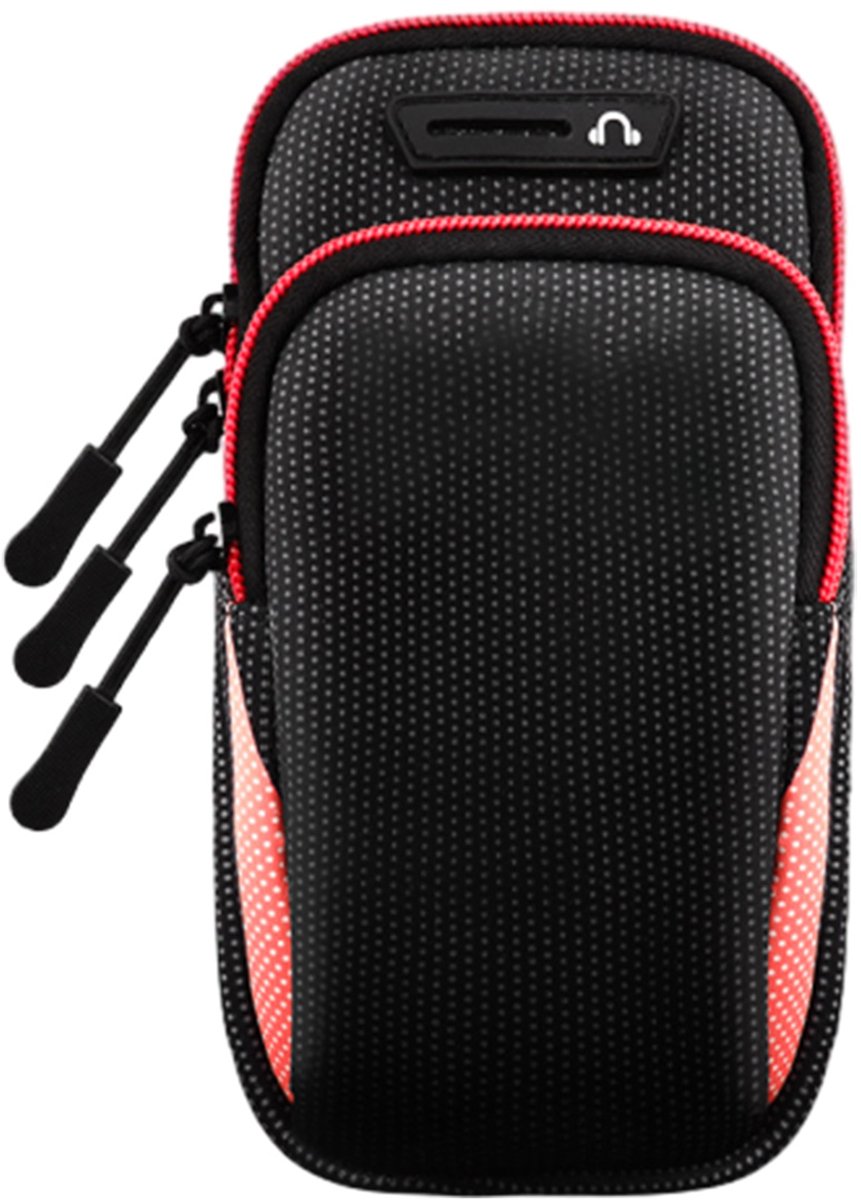 longziming -Waterdichte Hardloop Armband – Rode Sport Arm Tas voor Telefoons tot 6.5 inch – Comfortabele Verstelbare Armhouder voor Joggen, Wandelen, Gym & Outdoor Training