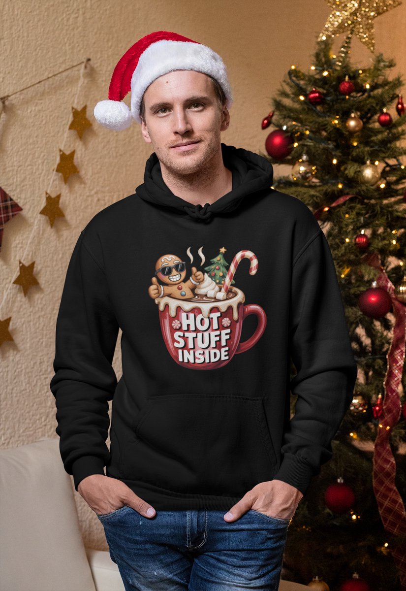 Hot Stuff Inside - Kersttrui - Kerst Trui Zwart - Grappig Kersttrui - Maat XXL - Limited Edition