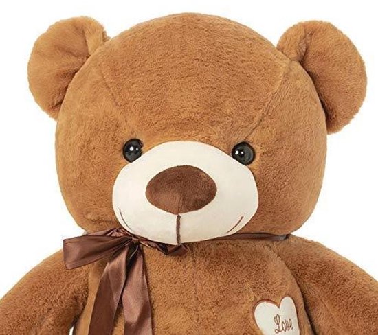 Grote Teddybeer Pluche Knuffeldier met Ribbel (80cm, Bruin) — afbeelding 3