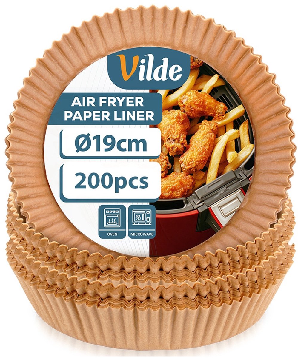 Airfryer Bakje zonder Olie Papier Rond 19 cm 200 stuks - Vorm voor Luchtfriteuse - Frituurmandje - Bakpapier - Accessoires