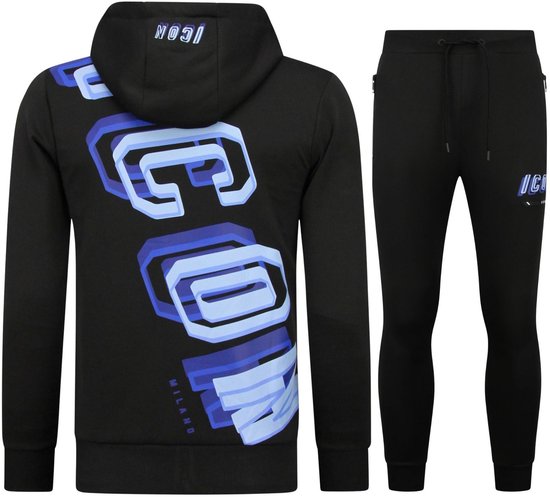 Survêtement homme - Survêtement ICON - Ensemble de jogging Adultes - Tenue d'intérieur - Set homme - 5732 - Zwart / Blauw