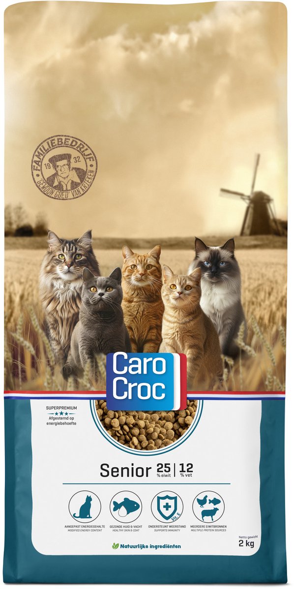 Carocroc 25/12 Senior kattenvoer 2 x 2 kg
