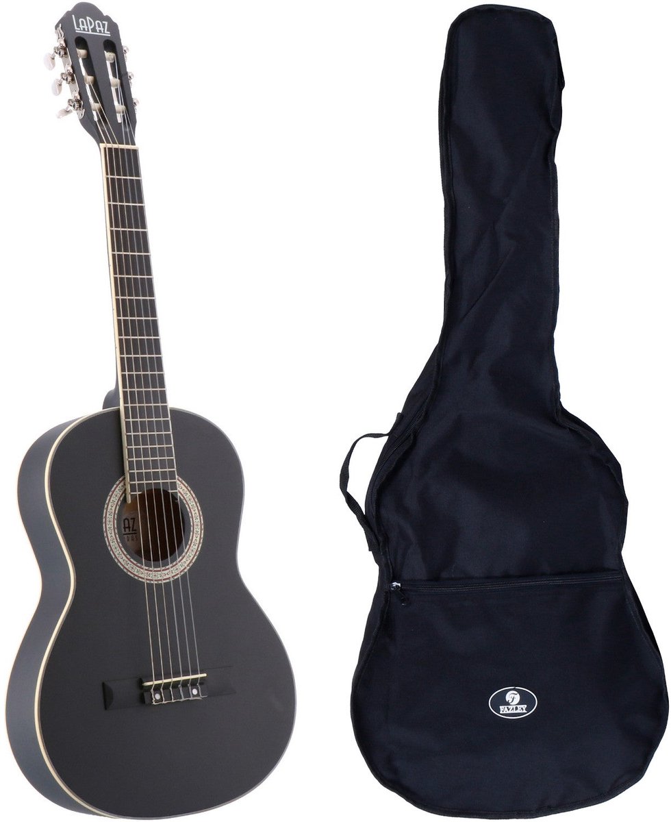 LaPaz C30BK klassieke gitaar 3/4-formaat zwart + gigbag
