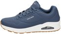 Basket Skechers bleue avec semelle blanche et unité d'air visible.