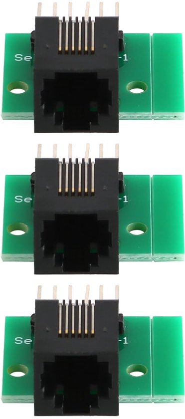 3PCS RJ11-connector met PCB-bord, RJ11 6P6C Breakout-bord met gebogen ...