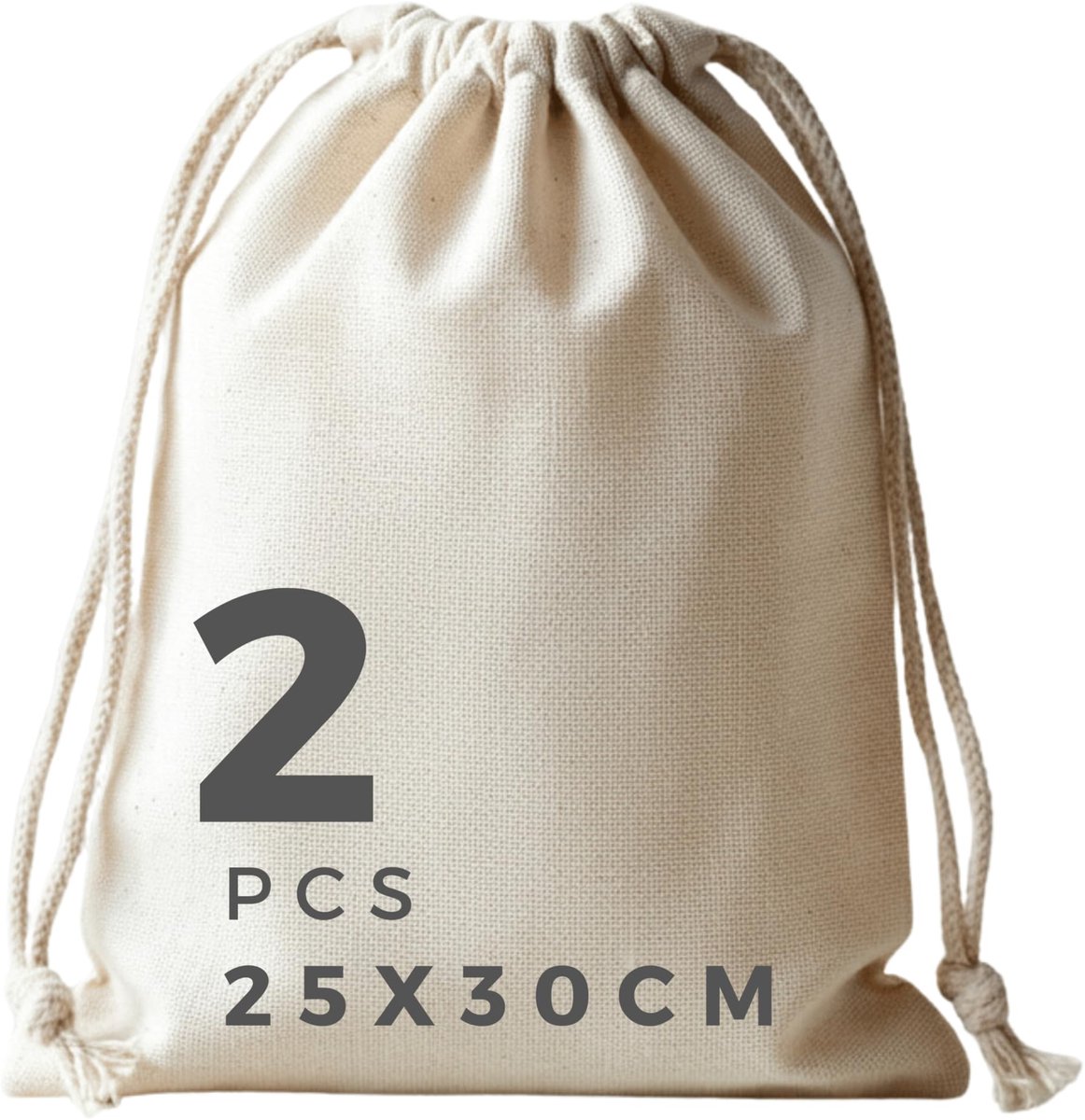 IMPERATORIS® Katoenen Tas - Draagtasje met Hengsels - Boodschappen voor Kinderen en Volwassenen - Stevige Kwaliteit - 2 Stuks - Naturel
