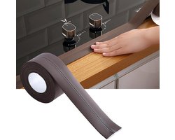 Cosensi - Waterdichte PVC-kitstrip voor badkuip en toilet in bruin - Zelfklevende afdichtingstape - Decoratieve afdichtingsband - Badkameraccessoire - Voorkomt lekkage - Duurzaam materiaal - Eenvoudig te installeren