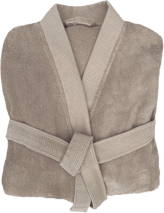 Heckettlane Badjas Katoen Premium - Taupe - Maat L - Badjas 100% Katoen - Badjas / Kamerjas Dames - Badjas / Kamerjas Heren