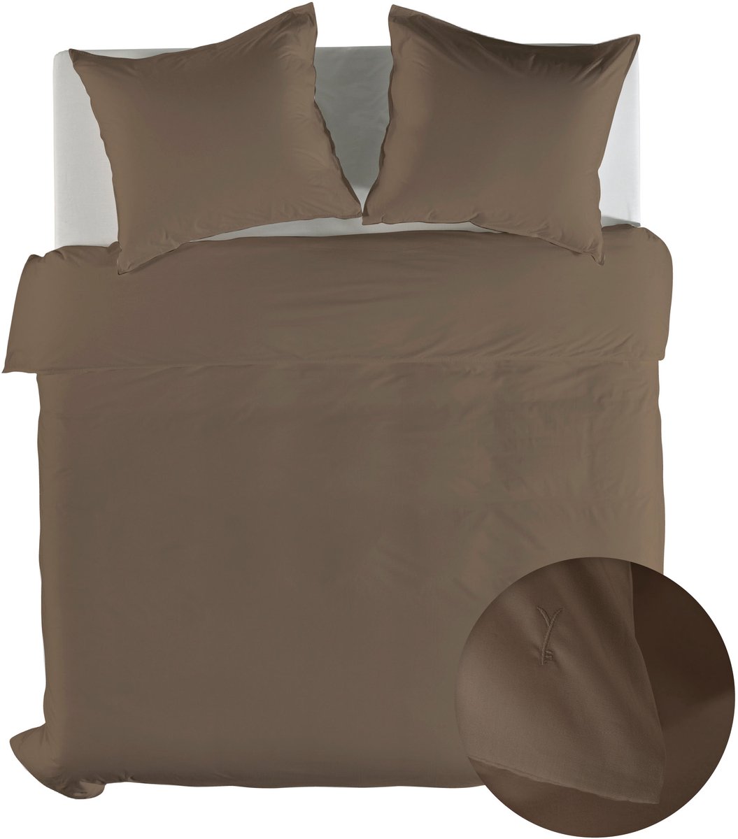 Yellow Dekbedovertrek Perkal Katoen Suite Mumbai - Plaza Taupe - 240x200/220 cm - 100% Percale Katoen - Lits-Jumeaux