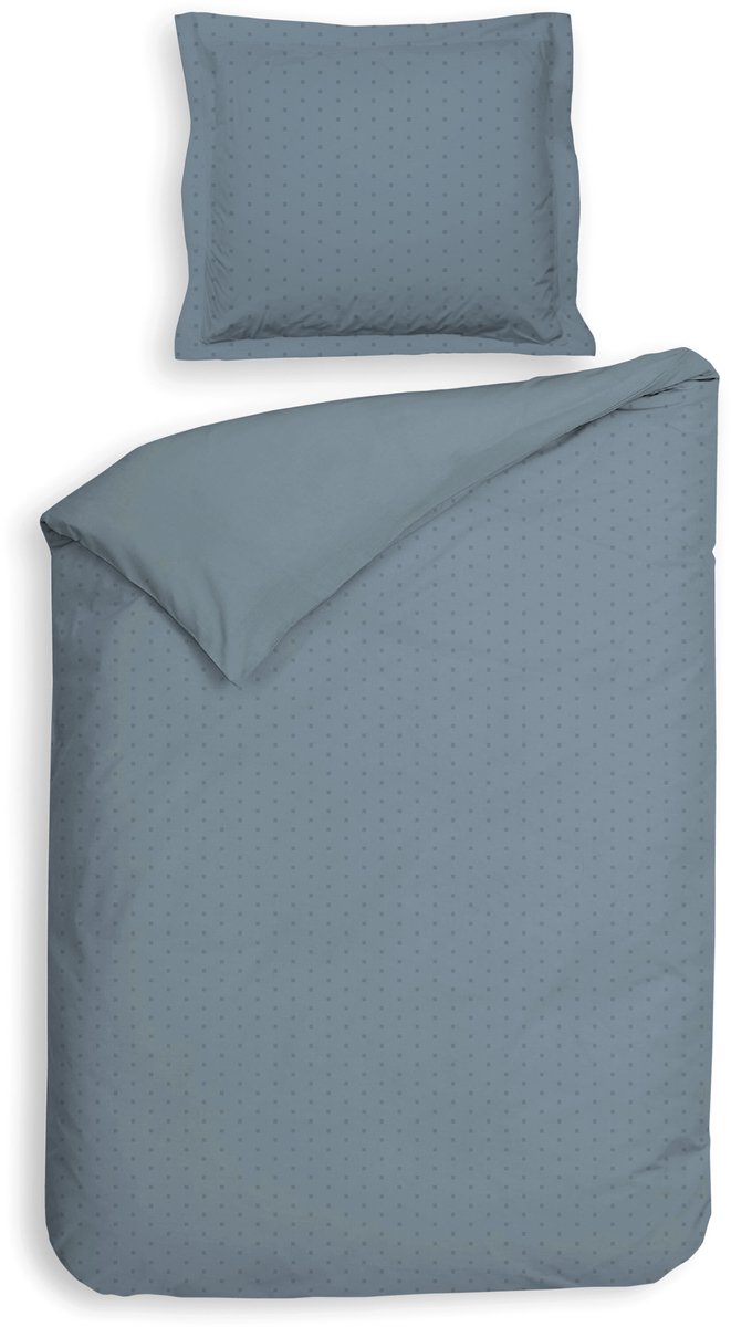 Heckettlane Dekbedovertrek Punto - Bedlinnen met Stippen - 140x200-220 cm - Eenpersoons - Blauw - Dekbedovertrek van 100% Katoen-Satijn