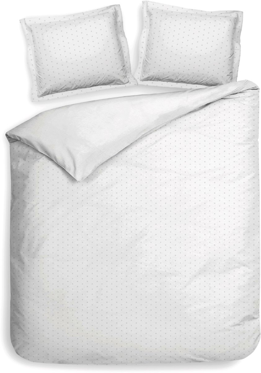 Heckettlane Dekbedovertrek Punto - Bedlinnen met Stippen - 260x220 cm - Wit - Dekbedovertrek van 100% Katoen-Satijn