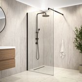 Mirlux Aris Inloopdouche – Paroi de Douche Luxe en Verre de Sécurité 8 mm avec Revêtement Nano – Verre Transparent – Cadre en Aluminium Zwart – 100×200 cm