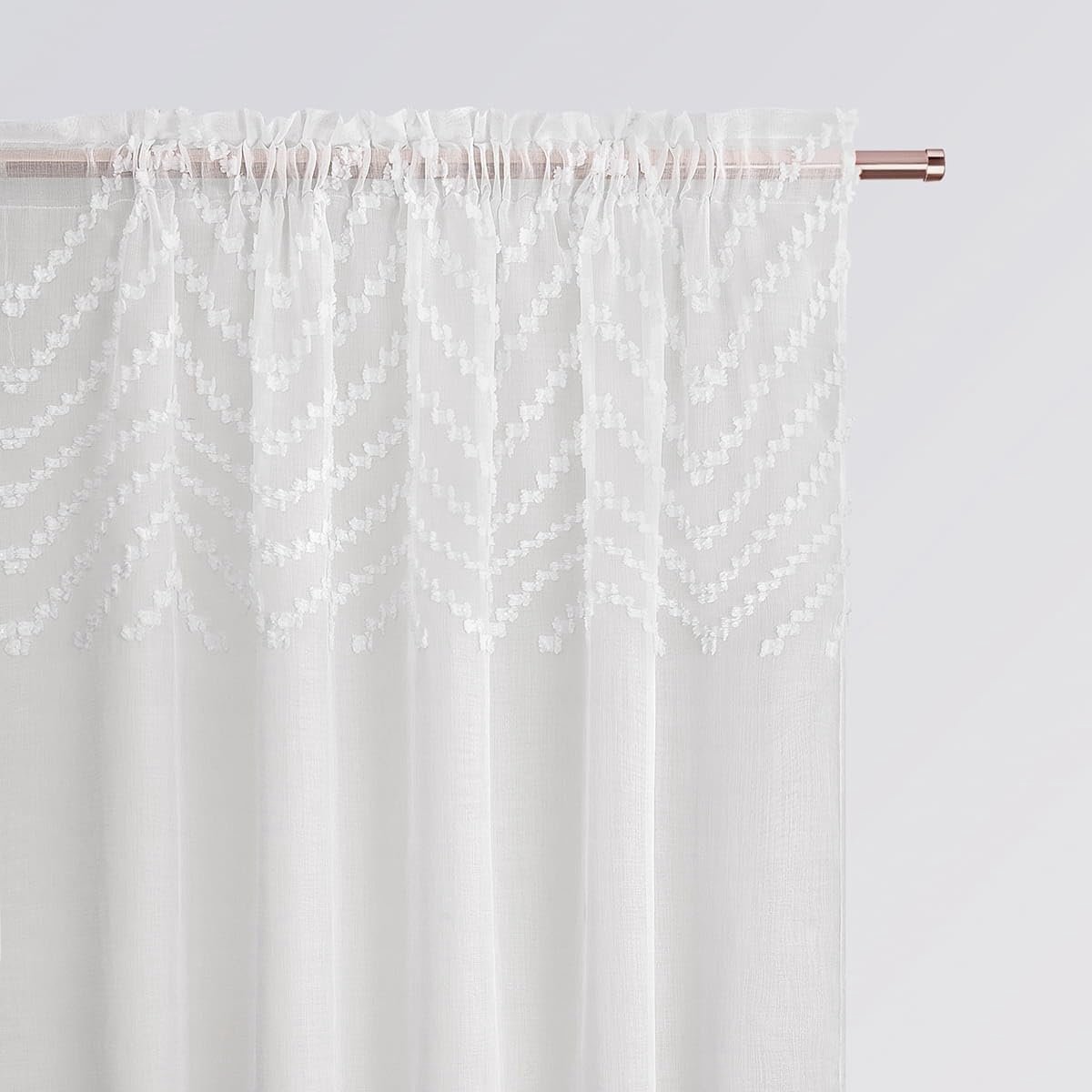 Unyqoos Transparant gordijn met pompons voor moderne woonkamer en slaapkamer Wit