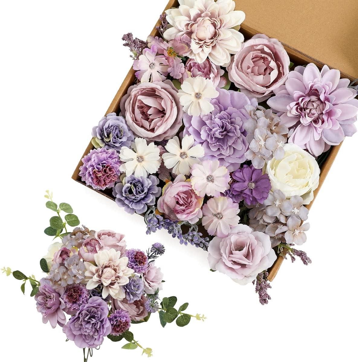 Cosensi Paarse kunstbloemen voor bruiloft bruidsboeket en huisdecoraties Any