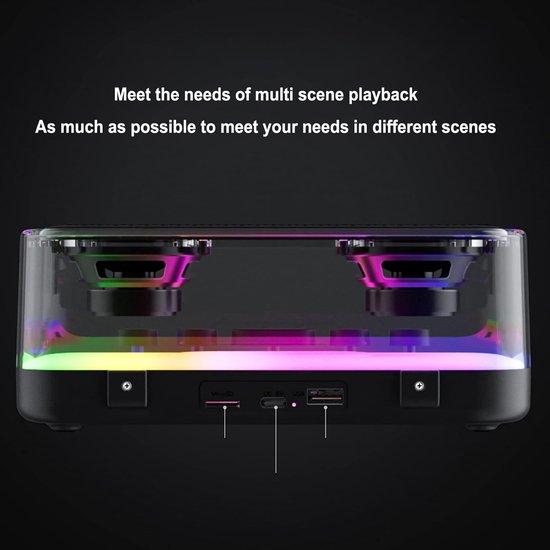Bluetooth Speaker Met RGB Licht - IPX5 Waterbestendig + Mechanische Knoppen - Stereo Speaker / Draagbare Speaker / Mobiele Audio Apparaat - Ideaal voor Telefoons, Tablets, Laptops & Feestelijke Sfeer van Merkloos — afbeelding 4