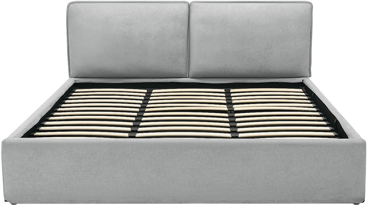 Vente-unique Bed met opbergruimte stof lichtgrijs 180 x 200 cm (Super King Size Bed)