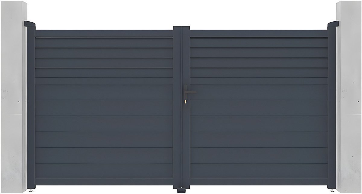 Vente-unique Draaipoort van aluminium - L. 305 x H. 166 cm - Antraciet - VIAZO