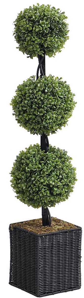 Vente-unique Kunstbuxus 3 bollen met pot - H90 x D18 cm - PILANA