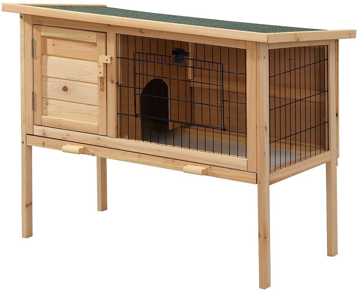 Vente-unique Houten hok op poten voor konijnen en andere knaagdieren - L91 x D45 x H70 cm - Naturel - LAPIUS L 91 cm x H 70 cm x D 45 cm