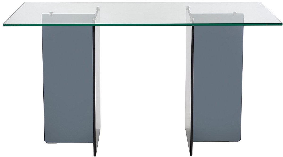 Vente-unique Bureau - Gehard glas - Transparant en donkergrijs - BYLENA