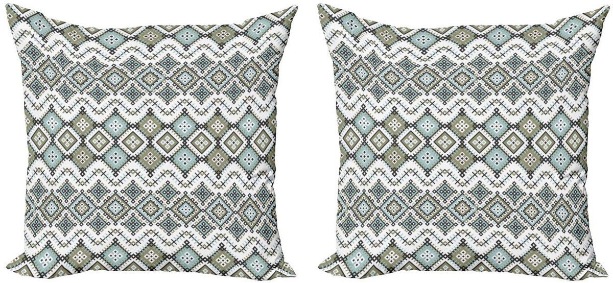 ABAKUHAUS Kussenhoes Set – 2x40x40 cm – Dubbelzijdig druk – Seafoam Weises Grün Seafoam