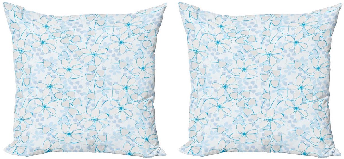 ABAKUHAUS Kussenhoezen Set – 2x50x50 cm – Dubbelzijdige druk Blassblauw