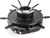 Gourmetstel – 2-in-1 Gourmet en Fondue – Gourmet – Fondueset – Fondueset Elektrisch – Kaasfondue – 8 Personen – 2m kabel – 1,8L – 1800W – Zwart – Saaf