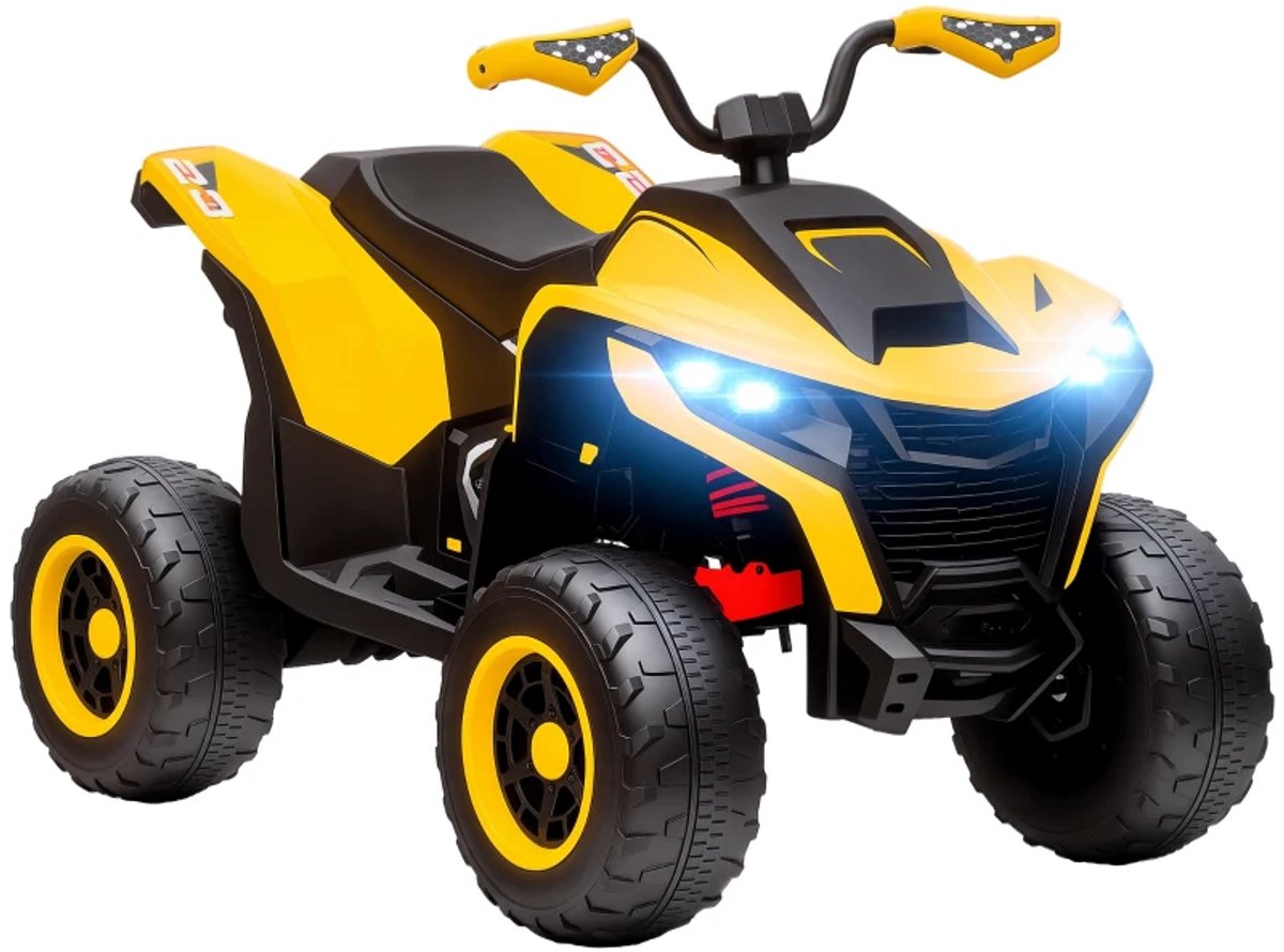 Elektrische Kinderquad - Voertuig met 4 Wielen - Quad voor Kinderen - 12V - tot 6 km/u - Kinderen 3-8 jaar - met Muziek & USB - met LED-koplampen - Kindervoertuig - Accuvoertuigen - Geel