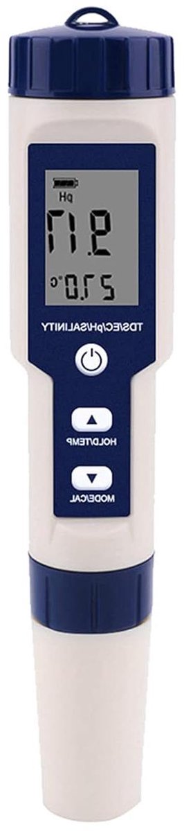 Cosensi - Waterkwaliteitstester 5-in-1 PH TDS EC zoutgehalte meetinstrument met IP67 en achtergrondverlichting