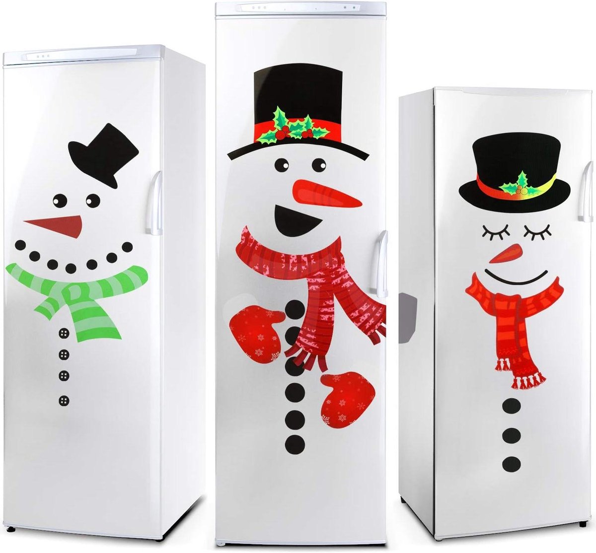 Cosensi - Kerstman sneeuwpop koelkast sticker set voor kerstdecoratie - feestbenodigdheden, huisdecoratie
