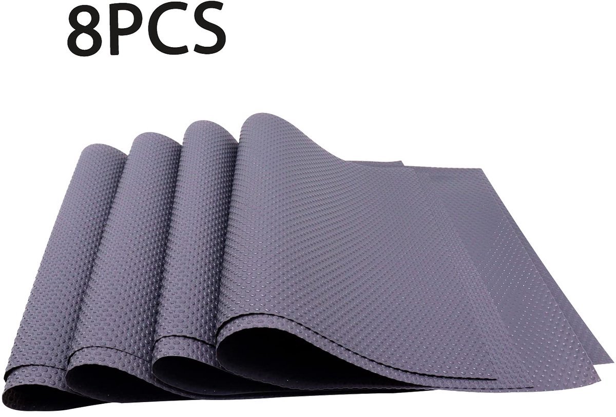 Stunq® Flexibele Antivocht Matten voor Koelkast Planken - Set van 8 Stuks - Grijs
