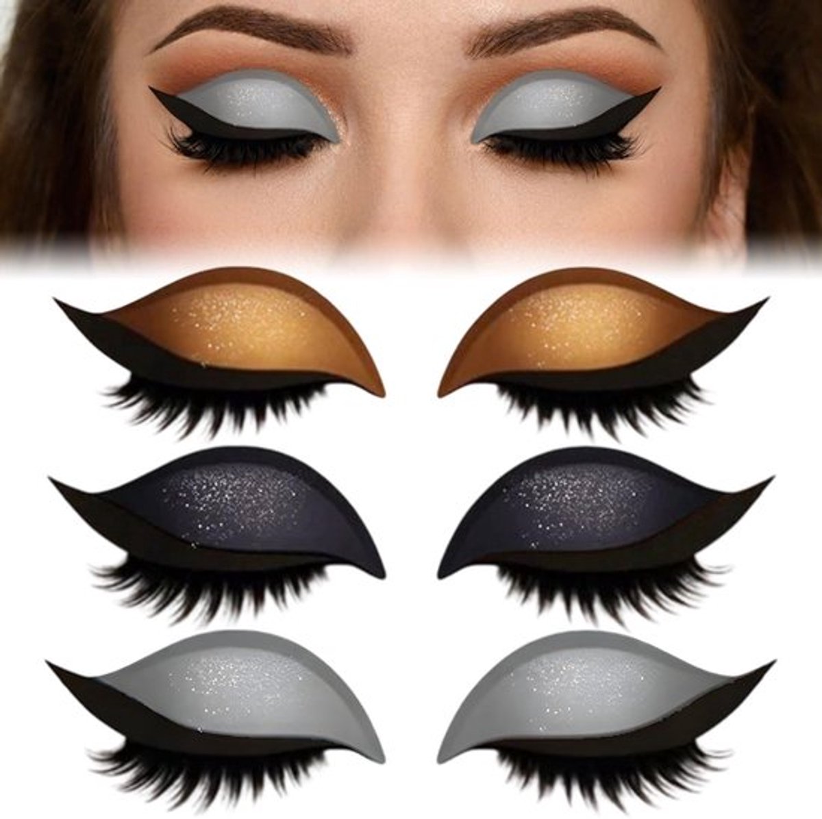 Lazy Eye Shadow Wimper Stickers, Wimper Stickers met Valse Wimpers en Schaduw, Eyeliner, 3-in-1 herbruikbare oog make-up stickers