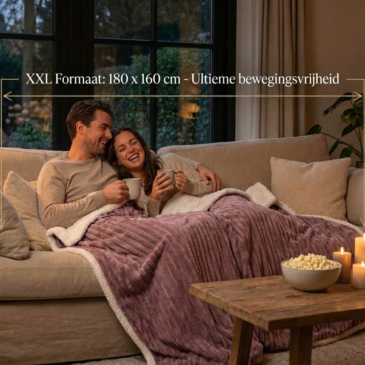 OMNIEXA Luxe Elektrische Deken Roze - XXL 180x160 cm - Ribbed Flannel & Sherpa - 9 Standen - Timer - Knuffelzachte Warmtedeken voor 2 Personen - Wasbaar – foto 6