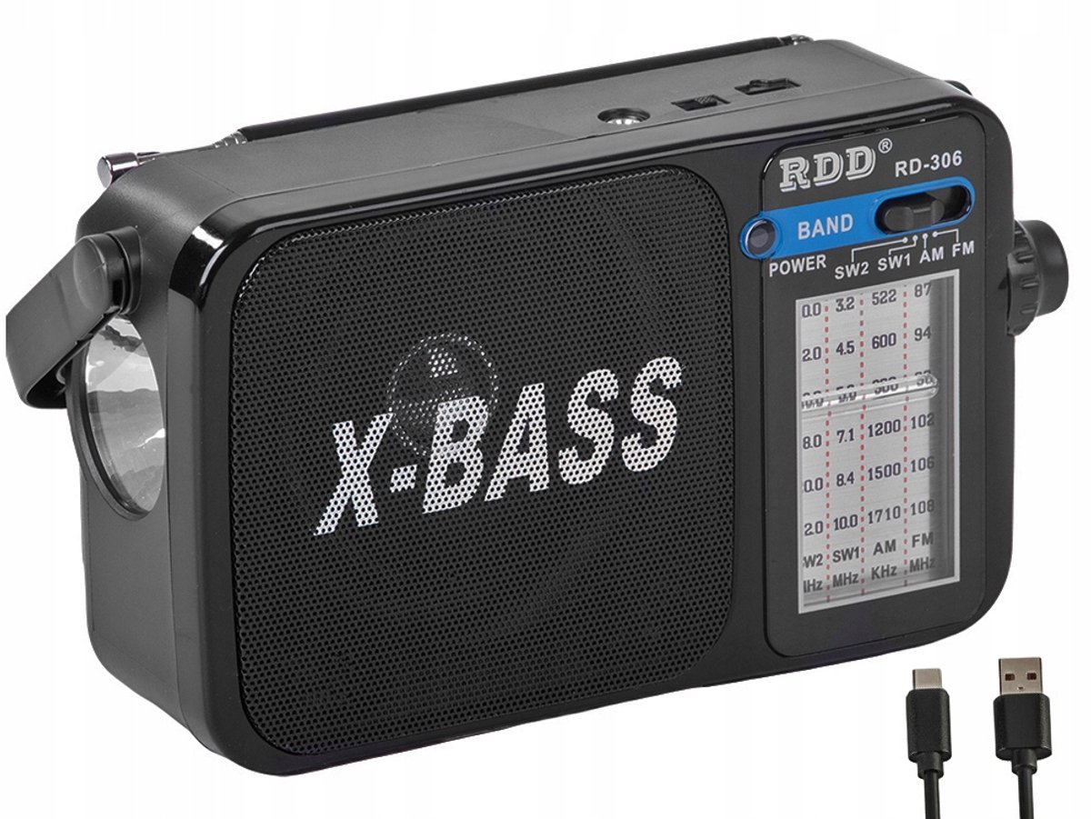 Nexara - Draagbare Noodradio - Radio op Batterijen - Incl. Zaklamp - Zwart