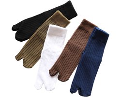 Tabi Sokken 5 paar, Japanse stijl V-teen split 2-teen sokken voor dames en heren, Unisex gestreepte katoenen slippers voordeelverpakking
