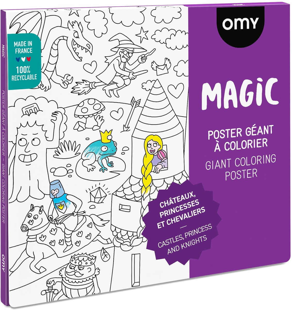 OMY - XXL kleurplaat Magic - Giant coloring poster 100x70 cm - sprookjes - prinsessen