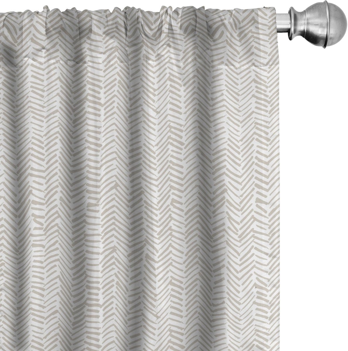 ABAKUHAUS Visgraatgordijnen – 2×75×225 cm – Microvezel – verduisterend tan-wit