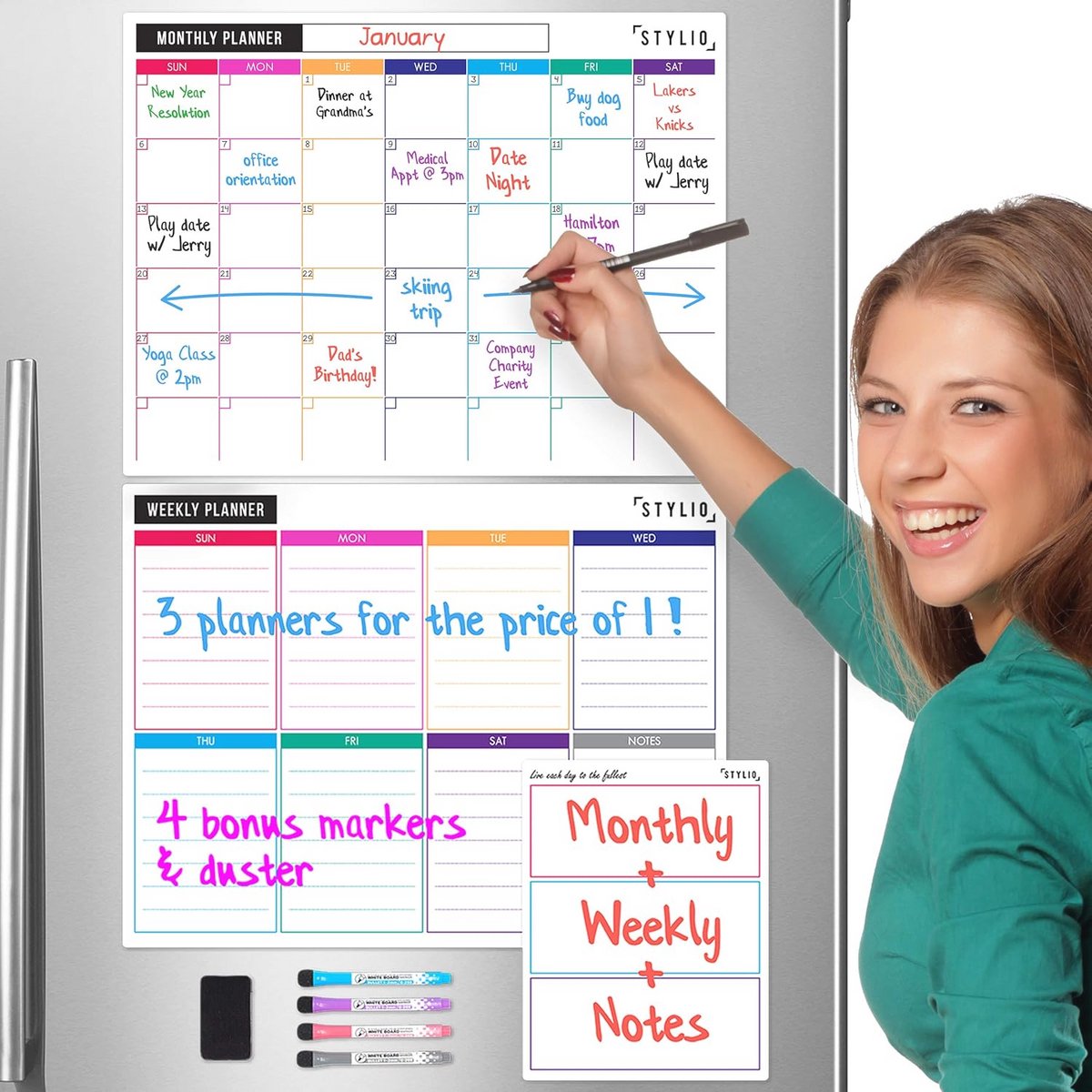 Magnetische Koelkast Planner voor Gezinnen - Maandelijkse, Wekelijkse en Dagelijkse Organisatie