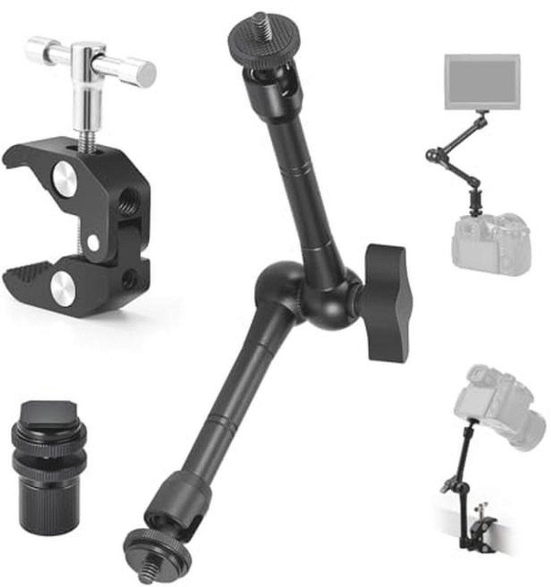 Flexibel camera klemstatief met super klem en scharnierarm