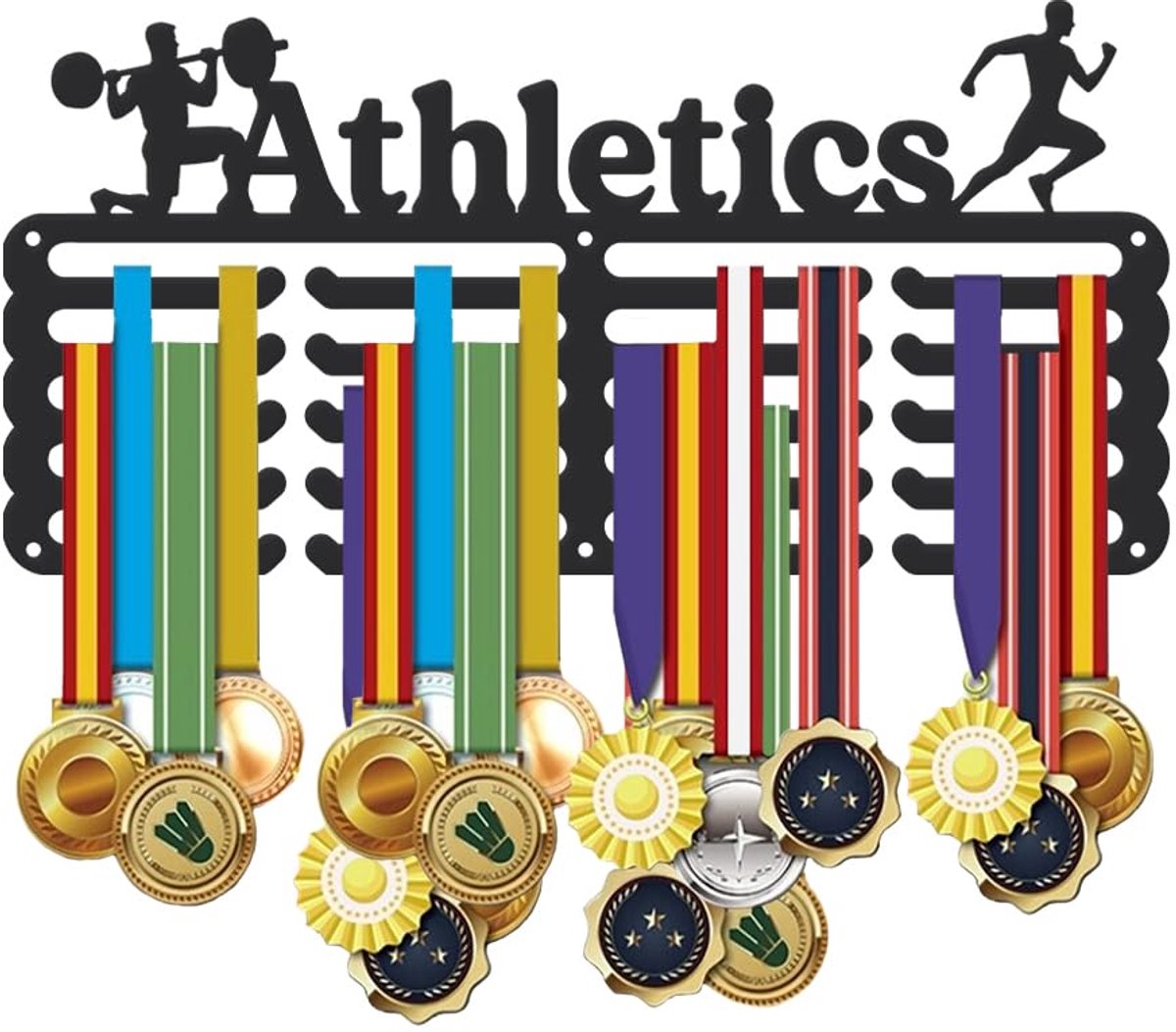 Medaillehouder Display Sportmedaillehouder Sportwandhouder Medailles Hanghaak Zwart Metalen Displayrek Medaille Kledinghanger IJzeren Race Lint Prijsorganizer voor Atleten
