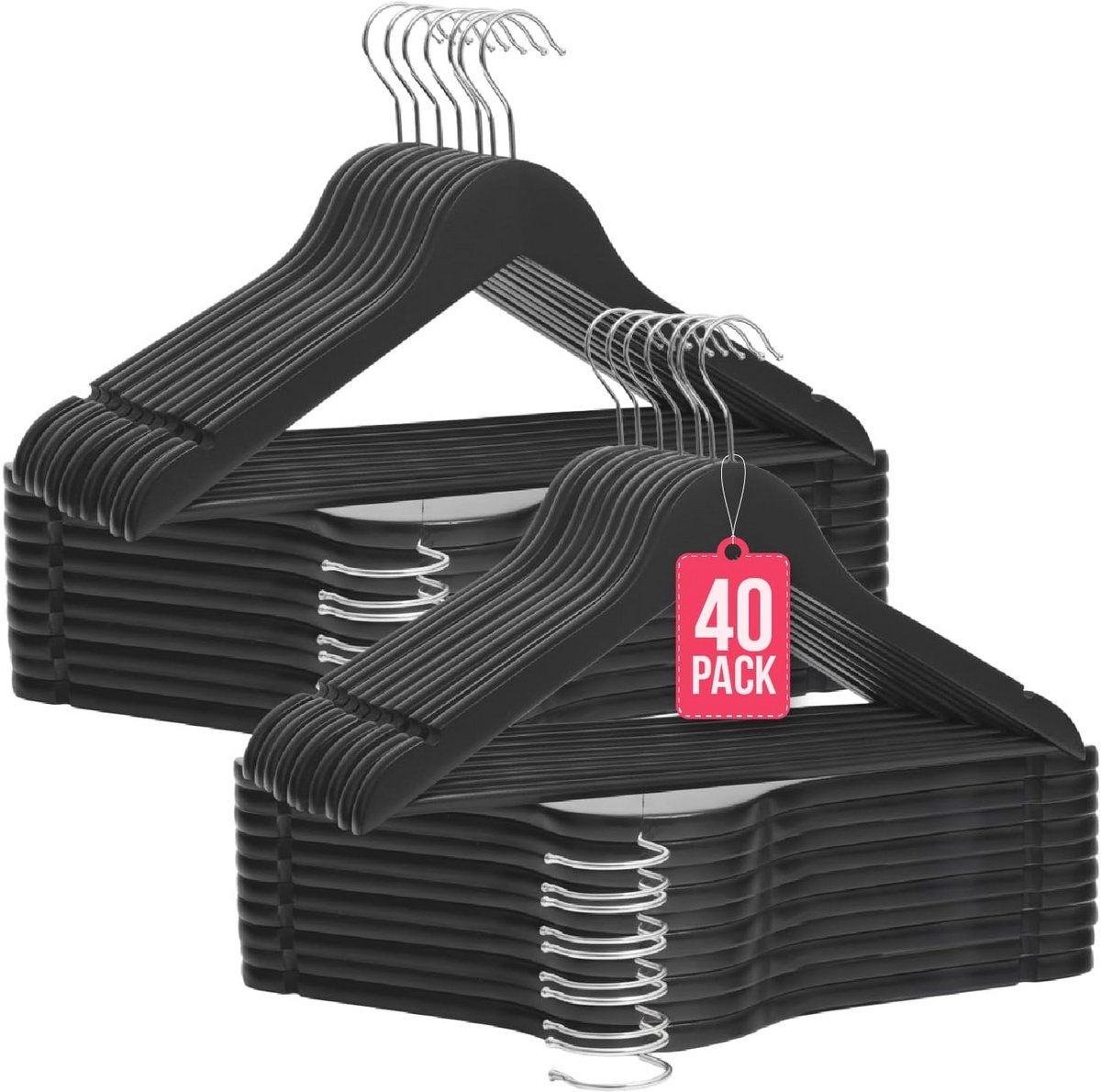 Houten kleerhangers met draaibare haak en antislip, 40 stuks