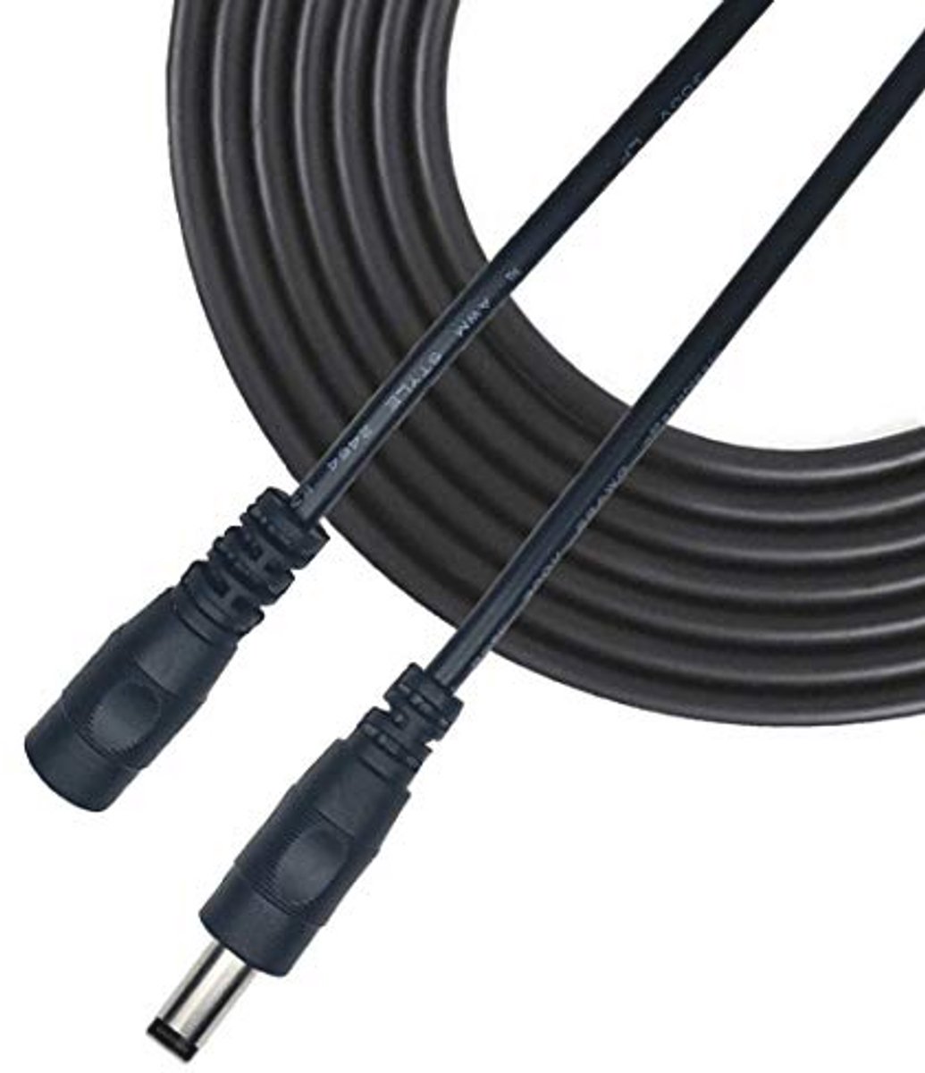 5m DC Verlengkabel 5.5mm x 2.5mm - Mannelijk naar Vrouwelijk voor Voedingsadapter en CCTV Camera - Zwart