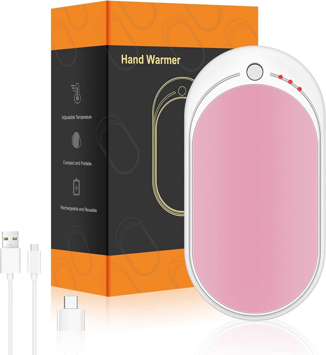 Oplaadbare Handwarmer 5200 mAh USB - Draagbare Elektrische Zakwarmer voor Buiten, Camping, Wandelen - Herbruikbaar en Ideaal Cadeau