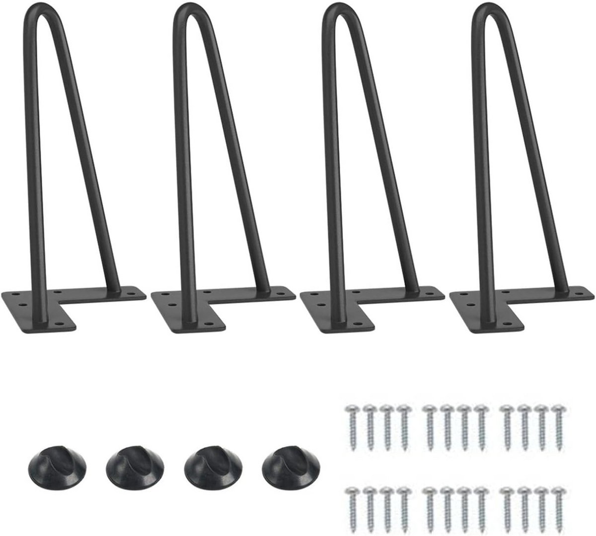 4 Stuks Zwarte Metalen Haarspeld Tafelpoten van 20 cm voor Eettafel, Salontafel en Bureau