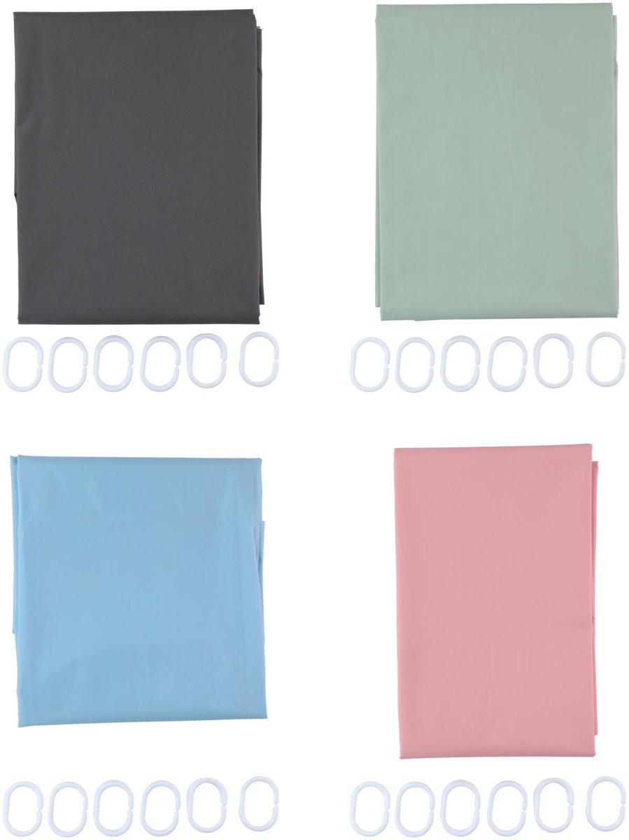 Lifetime Clean Douchegordijn PEVA met 12 ringen 180x180cm
