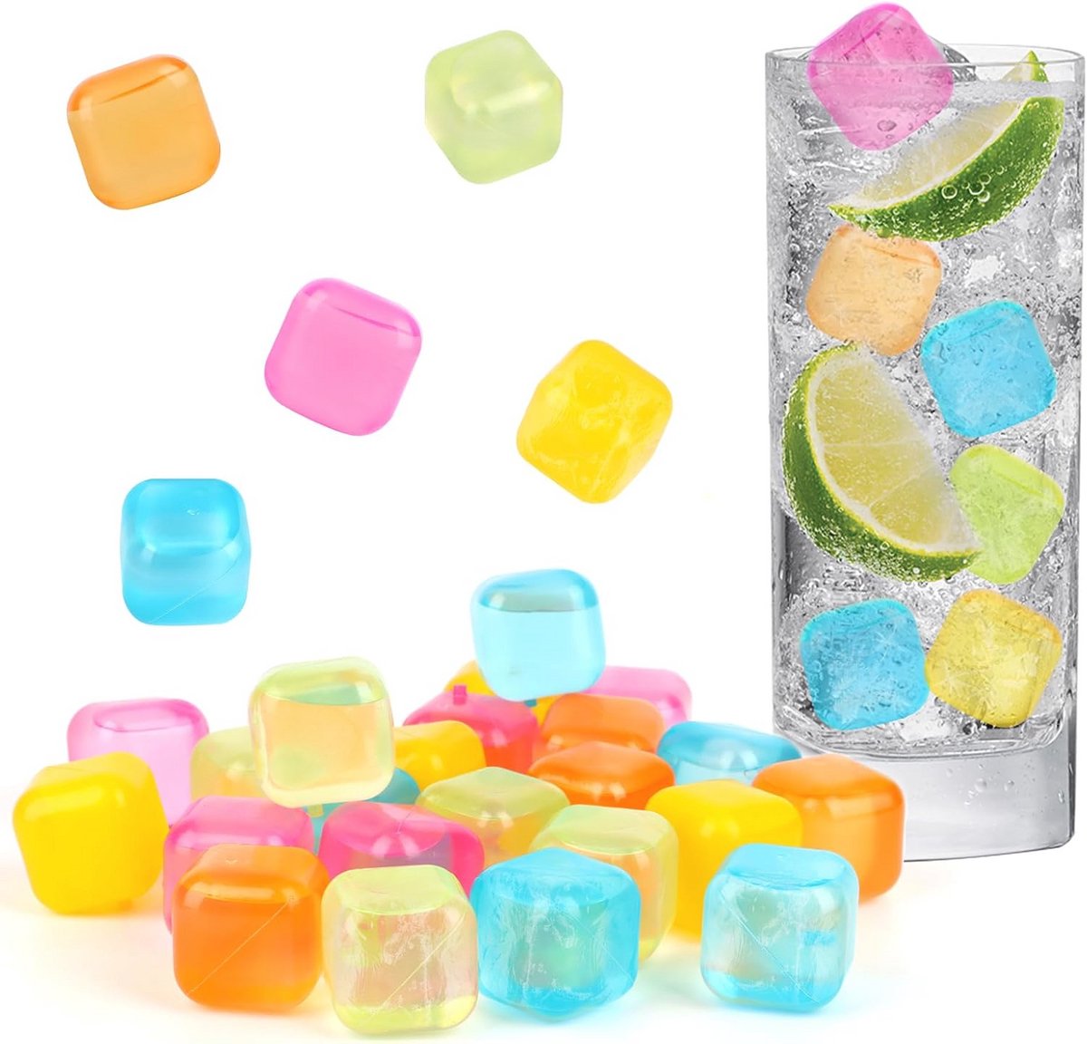 Herbruikbare IJsblokjes - 24 Stuks Kleurrijke Koelstenen voor Drankjes en Cocktails