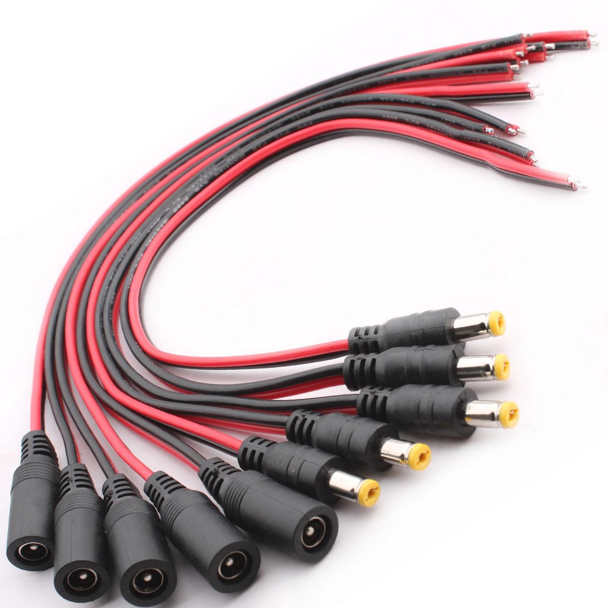 10 stuks 18 AWG DC 12V 5A 5,5 x 2,1 mm DC Power Pigtail Kabel voor CCTV