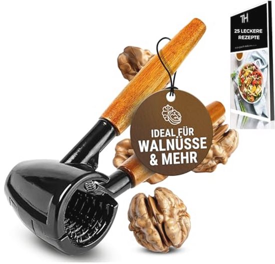 Relaxdays Nutcracker for walnuts, aluminium nut tongs, nut opener and champagne bottle opener, HxWxD: 6 x 18.5 x 7.5 cm, black
