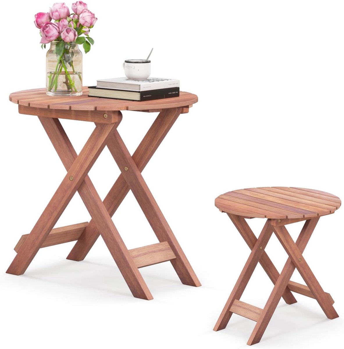 Opvouwbare salontafel van acaciahout voor binnen en buiten - Rond 46 cm